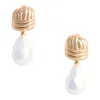 Self-portrait Knot Pearl Earrings In Brown