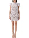 Self-portrait Lace A Line Mini Dress Crystal Collar In Gray
