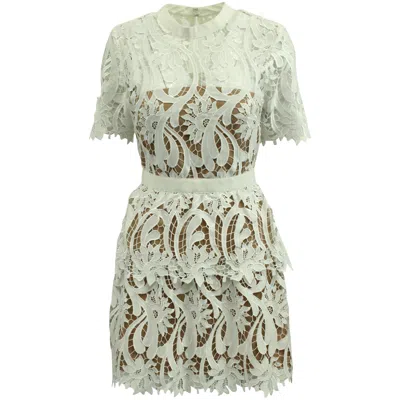Self-portrait Lace A-line Mini Dress In White Polyester