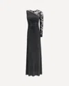 Self-portrait Self Portrait Black Rhinestone Mesh And Lace Maxi Dress In Black