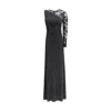 Self-portrait Self Portrait Black Rhinestone Mesh And Lace Maxi Dress