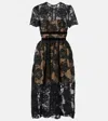 Self-portrait Prairie Guipure Lace Midi Dress In Black