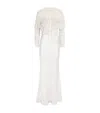 Self-portrait Caped Lace And Satin Maxi Dress In White