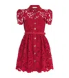 Self-portrait Womens Embroidered Collared Lace Mini Dress Burgundy In Red