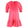 SELF-PORTRAIT LACE BIB MINI DRESS IN PINK COTTON