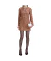 Self-portrait Womens Tan Lace Bow-embellished Woven Mini Dress In Brown
