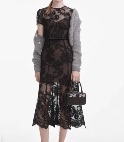 SELF-PORTRAIT LACE BUSTIER DRESS IN BLACK