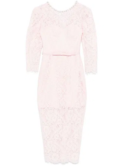 Self-portrait Lace Bustier Midi Dress In Pink