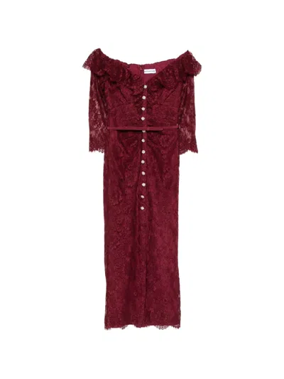Self-portrait Self Portrait Lace Dress With Jewel Buttons In Burgundy