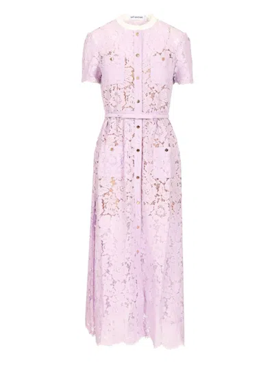 SELF-PORTRAIT LACE BUTTON FRONT MIDI DRESS