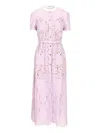 Self-portrait Lace Button Front Midi Dress Dresses Violet In Purple