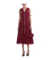 Self-portrait Crystal-buttons Lace Midi Dress In Brown