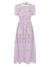 Self-portrait Lace Buttoned Cotton Blend Midi Dress In Purple