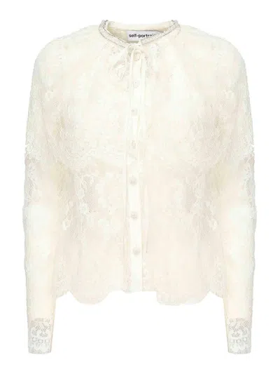 Self-portrait Lace Cape Top In White