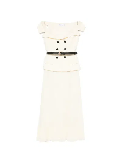 Self-portrait Lace Chiffon Midi Dress In Neutral