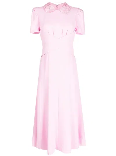 Self-portrait Lace-collar Midi Dress In Pink