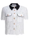 Self-portrait Lace Collar Top With Floral Detailing In White