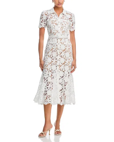 Self-portrait Lace Collared Midi Dress In White