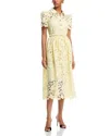 Self-portrait Yellow Lace Midi Dress In Yellow