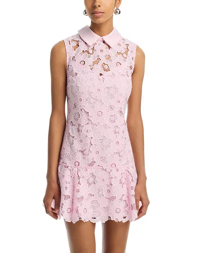 Self-portrait Pink Lace Collared Mini Dress In Multi