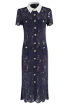 Self-portrait Self Portrait Women Lace Contrast Collar Midi Dress In Blue