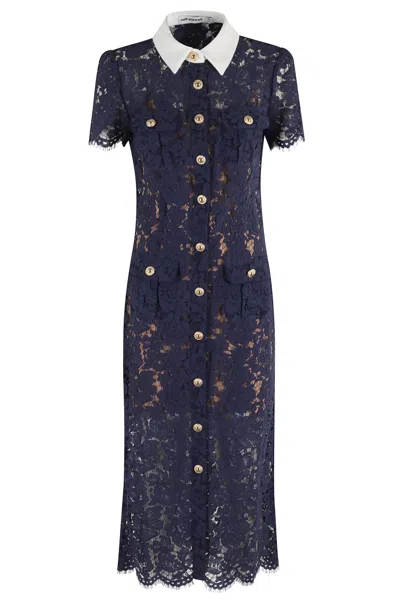 Self-portrait Lace Contrast Collar Midi Dress