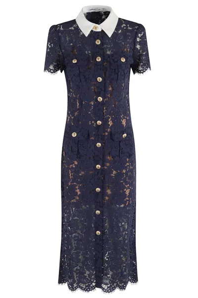 SELF-PORTRAIT LACE CONTRAST COLLAR MIDI DRESS