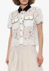 Self-portrait Lace Cropped Shirt In White