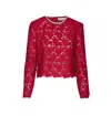 Self-portrait Embellished Guipure Lace Top In Red