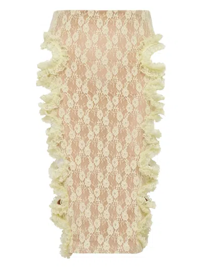 Self-portrait Lace Cut-out Midi Skirt In Multi