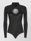 Self-portrait Lace Detail High Neck Body In Black