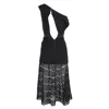 Self-portrait Lace Detail Midi Dress In Black Polyester In Black