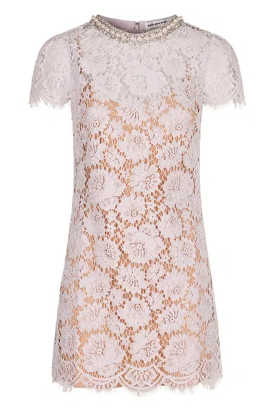 Self-portrait Lilac Lace Mini Dress By  In Blue