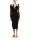 Self-portrait Midi Dress With Cut-out In Black