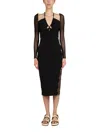 Self-portrait Midi Dress With Cut-out In Black