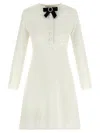 Self-portrait A-line Mini Dress With Velvet Bow In White