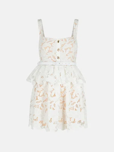 Self-portrait 'lace' Dress In White Polyamide Blend