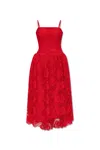 Self-portrait Bandeau-style Lace Midi Dress In Red