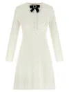 Self-portrait A-line Mini Dress With Velvet Bow In White