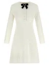 Self-portrait A-line Mini Dress With Velvet Bow In White