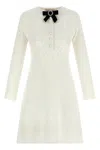 Self-portrait A-line Mini Dress With Velvet Bow In White