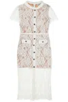 Self-portrait Lace Dress With Belt In White