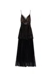 Self-portrait Sheer Tiered Lace-trimmed Maxi Dress In Black