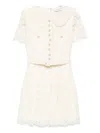 Self-portrait Lace Embellished Collar Dress In Neutral