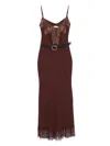 Self-portrait Self Portrait Brown Lace Insert Midi Dress In Brown