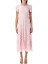 Self-portrait Embellished Floral Lace Midi Dress In Rosa