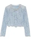 Self-portrait Lace Embellished Top In Blue