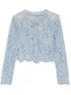 Self-portrait Lace Embellished Top In Blue