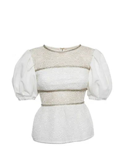 Pre-owned Self-portrait Lace Embellished Top In White