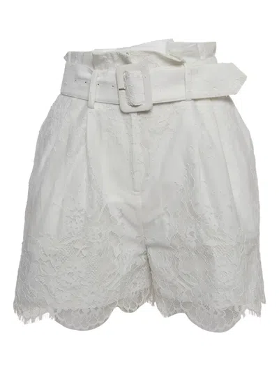 Pre-owned Self-portrait Lace-embroidered Belted Shorts